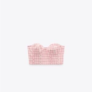 Zara Pink Gingham Bustier Crop Top | Coquette Cottagecore Festival Style (NWT)